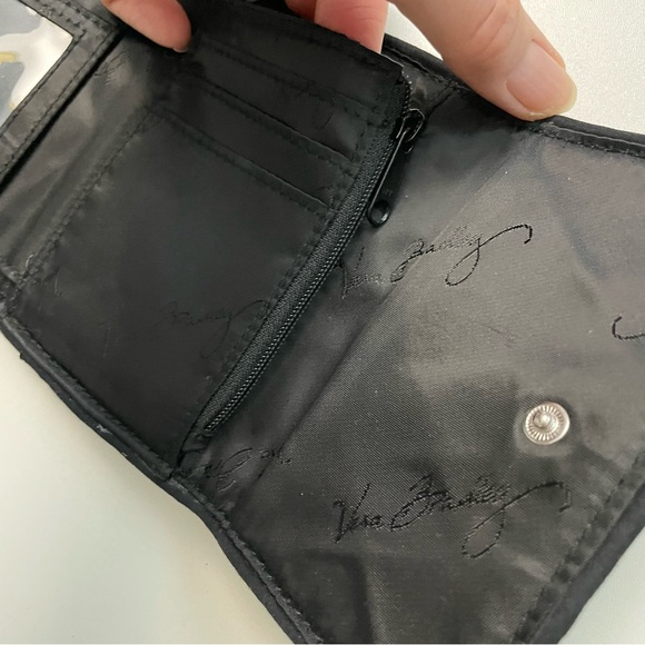 Vera Bradley Petite Trifold Wallet Mini Concerto Flower Floral Black Cream Ivory - Picture 6 of 11